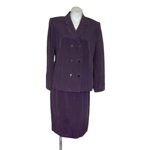 DRESSBARN Purple Silk Skirt Suit Jacket Size14 Skirt Size 12 NEW